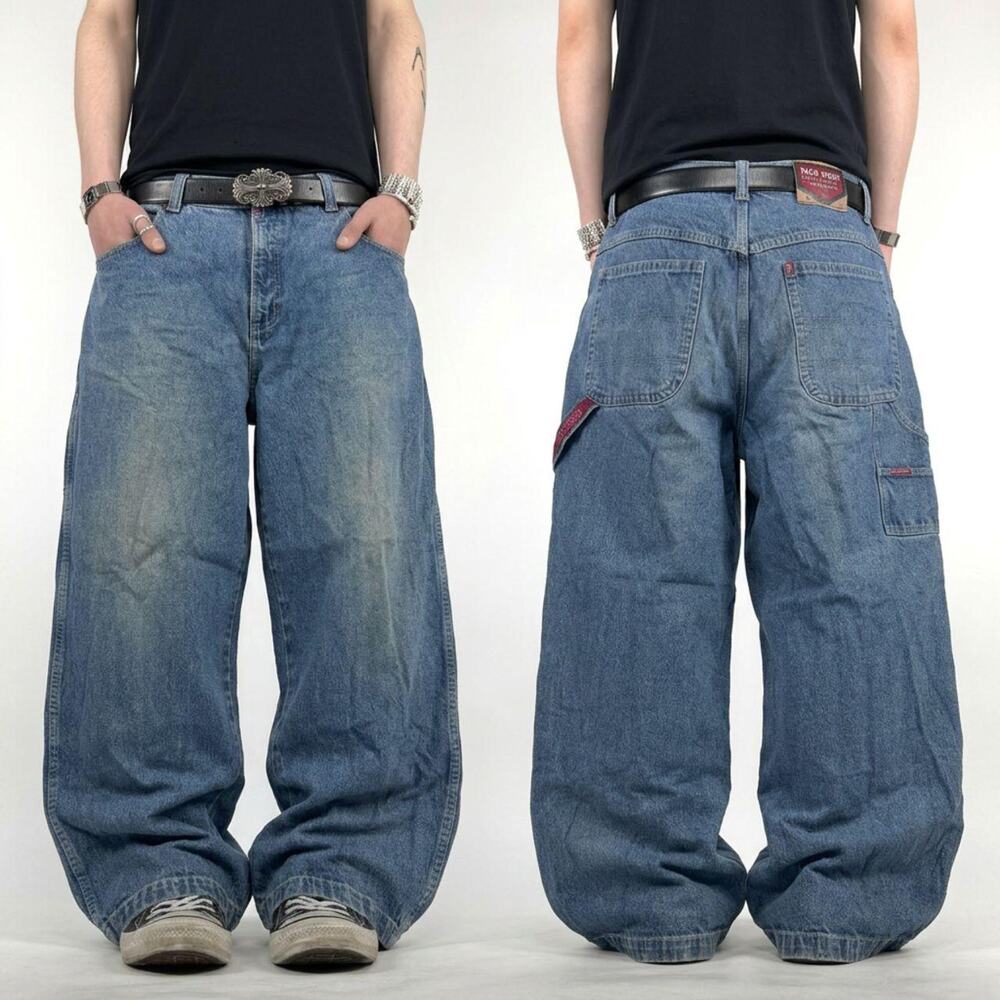 Vintage y2k paco grunge embroidered skater baggy wide leg archive jeans
